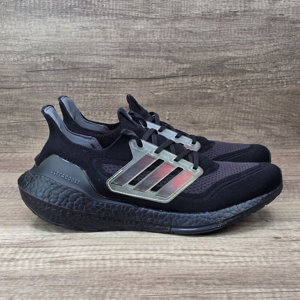 Adidas Ultraboost 21 Men's Size 9.5 Black Iridescent Running Shoes GX5236